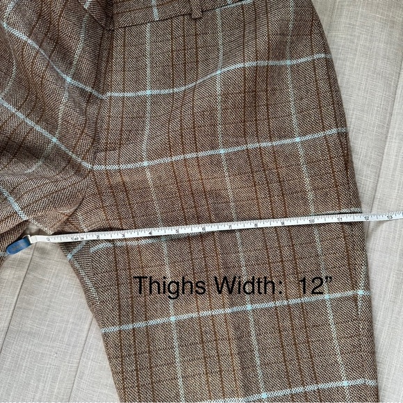 Banana Republic Vintage Wool Brown Blue Plaid Pants Size: 2L - Picture 7 of 16